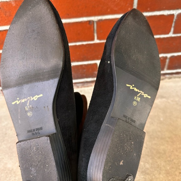 Vintage IMPO Black and Brown Suede Slouch Ankle Boots - Picture 12 of 13